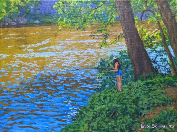 Girl fishing in the Evening, at the Confluence of the James and Maury rivers